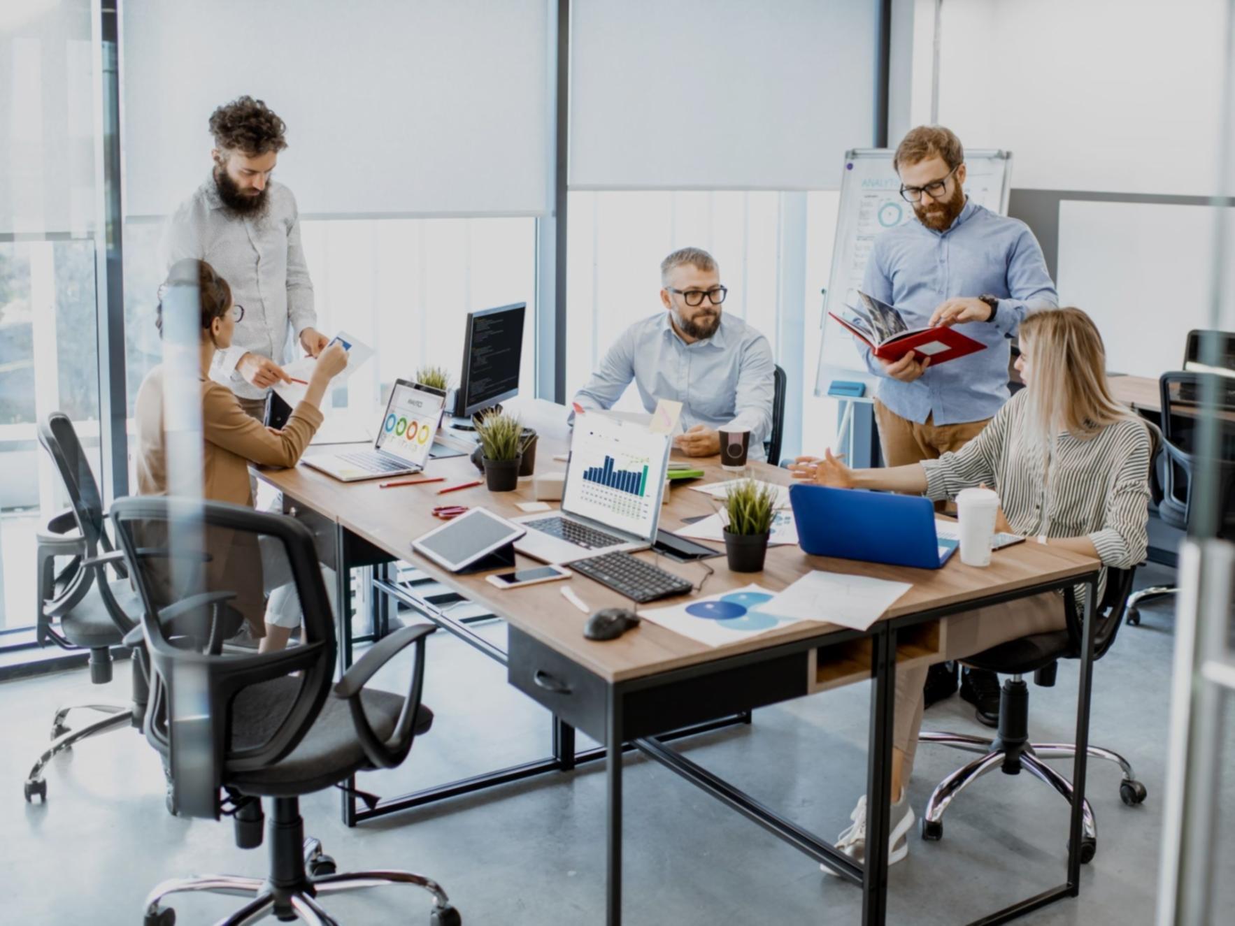 Students reviewing assignment feedback